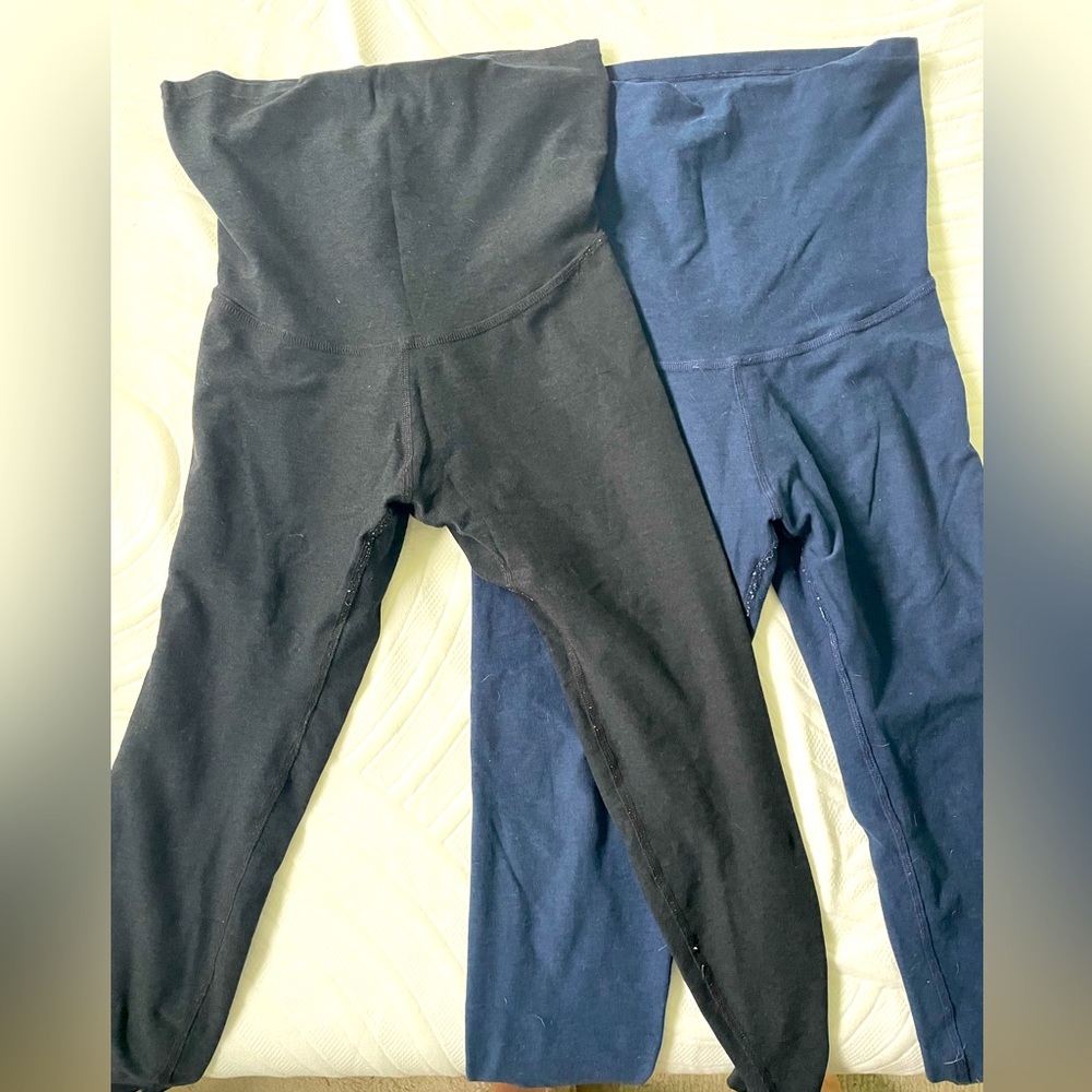 Two pairs of Beyond the Bump Maternity leggings from Beyond Yoga